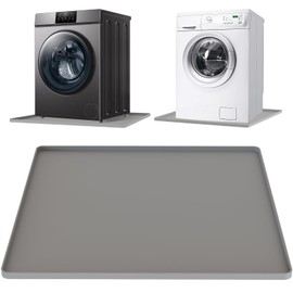 Washing Machine Drain Pan Silicone mat 27''x27'', Non-Slip Washer Drip Tray, Washer Tray Soft Bottom Pad for Floor Protection, Under Dryer Drip Pan Prevent Water Leakage-Gray