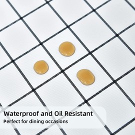 Plenmor Table Cloth Wipeable Tablecloth PVC Plastic Wipe Clean Waterproof Square Table Cover Protector for Kitchen Picnic Outdoor Indoor (137x137 cm, White Plaid)