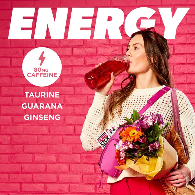 PURE KICK Energy Singles To Go Drink Mix, Black Cherry
