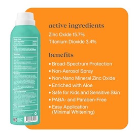 Thinksport Kids Sunscreen Spray, SPF 50 All Sheer Mineral Sunscreen, 6 Fl Oz, Water Resistant Baby & Toddler, Natural Zinc Oxide UVA/UVB Protection