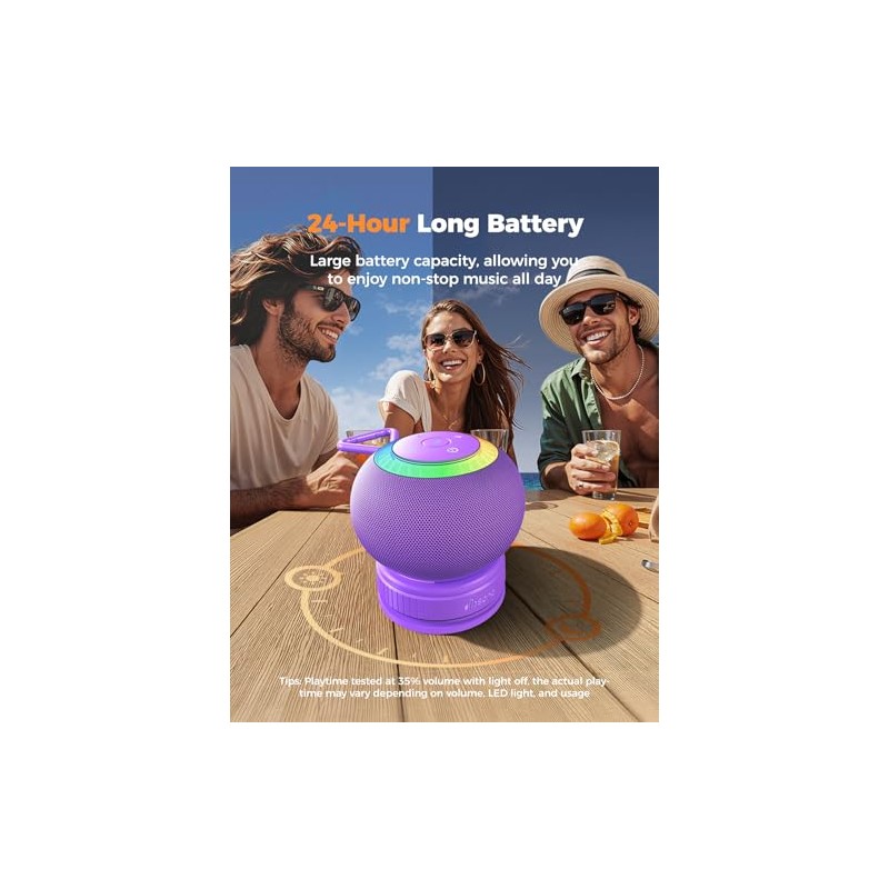 dbsono Portable Bluetooth Speaker Shower Waterproof: IPX7 Loud Sound with