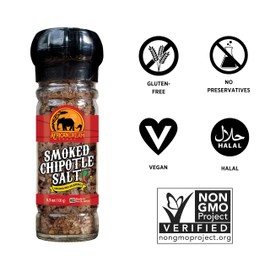 Smoked Chipotle Spicy Salt with Reusable Grinder by African Dream Foods | All-Natural Chipotle Peppers Infused with Sea Salt | Made in Africa | 2-Pack
