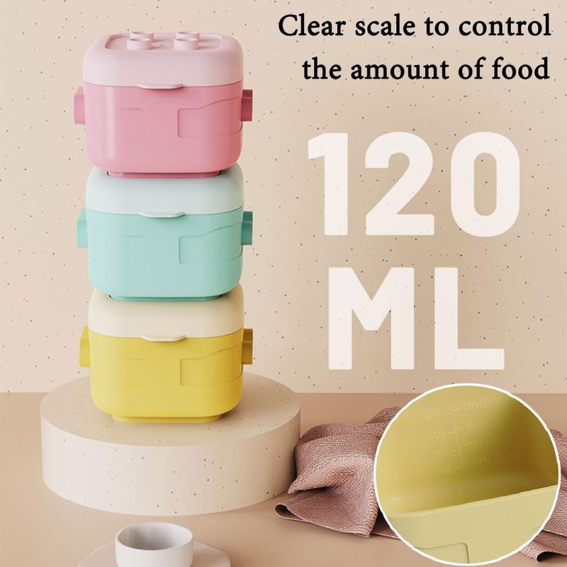 Building Blocks Food Storage Containers with Lids, 4PCS Reusable Snack