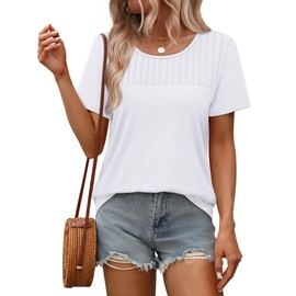 OFEEFAN Women's Clothing Summer Tunic Tops Loose Fit Dressy Casual Shirts Fashion Beach Vacation Clothes 2025 White M