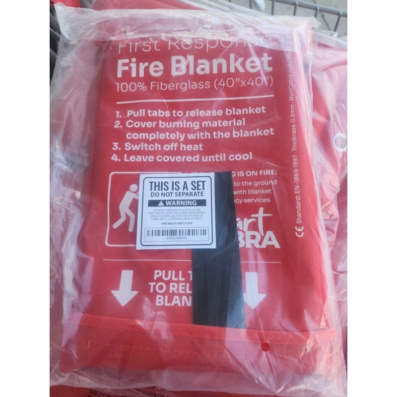 MART COBRA Emergency Fire Blanket for Home and Kitchen. 40"x40".