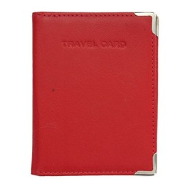 Visconti Leather Oyster Card/Travel Pass Holder with Metal Corner Protectors TC5 Red