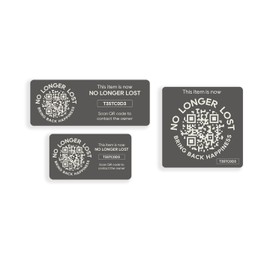 NoLongerLost Triple Value Pack Suitcase Stickers - 3 Pieces (Various Sizes) - QR Code - Tracker/Tracer (Dark Grey)