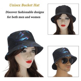 ZLYC Unisex Cute Unique Print Travel Bucket Hat Summer Fisherman Cap (Jellyfish Black)