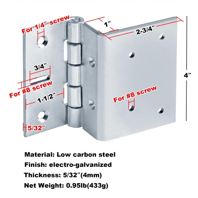 GBGS 4 Pcs 4" Offset Door Hinges,4 mm Thick Heavy