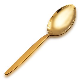 BNAZIND Kunz Shiny Golden Spoon |18/10 Stainless Steel Titanium Basting Spoon | Daily Plating Chef Quenelle spoons | Dishwasher Safe