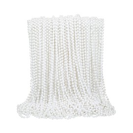 150 Pcs Pearl Necklaces Bulk Party Pearl Necklaces Faux Pearl Strand Necklace White Bead Necklace for 1920s Party Tea Party Bridal Shower Masquerade Flapper Party (0.28 Inch)