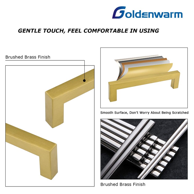 goldenwarm 10 Pack Gold Cabinet Knobs Kitchen Cabinet Handles Stainless