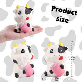 Anboor 3.1 Inches Squishies Cow Kawaii Milk Bottle Soft Slow Rising Scented Animal Squishies Stress Relief Kid Squeeze Toys