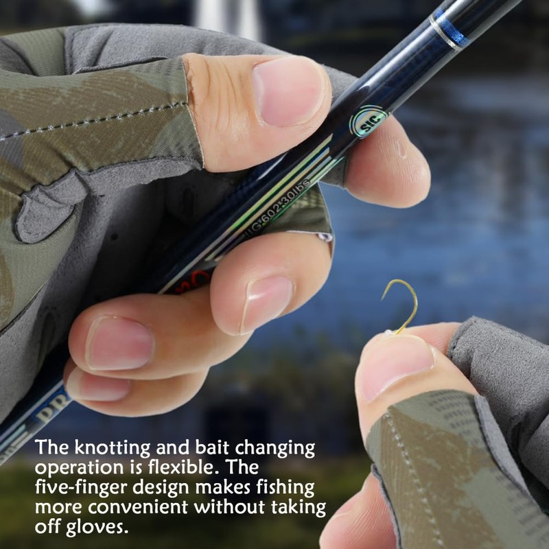 Wnddle Fishing Gloves, UPF50+ Sun Gloves UV Protection Fingerless Glove