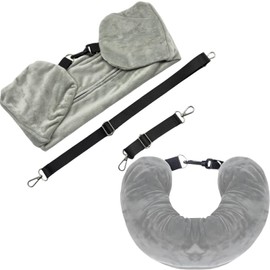 YcsRnn Stuffable Neck Pillow For Travel, With Travel Neck Pillows With Adjustable Straps, Soft Neck Pillow Fillable Go Travel For Essentials Extra Luggage (1, Grey)