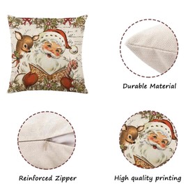 ONFAON Christmas Decorations - Christmas Pillow Covers 18x18 Set of 4,Christmas Mat Home Decorative Merry Christmas Square Pillowcase for Home Sofa