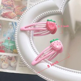 Strawberry Hair Accessories Cute Strawberry Hair Clips Hair Barrettes Resin Fruit Hairpin For Girls 4Pcs (Pink Strawberry)