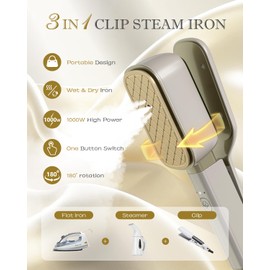 Press Iron Steamer for Clothes : Steam & Iron & Press 3 in 1 Travel Steamer, Mini Handheld Ironing, Fast Heat-up,100ML Water Tank, 10 Minutes of Continuous Steam, Portable for Travel and Home