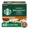 Starbucks K-Cup Coffee Pods, Medium Roast, Breakfast Blend for Keurig