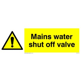 Pack of five - Mains Water Shut Off Valve Sign - 150x50mm - L15