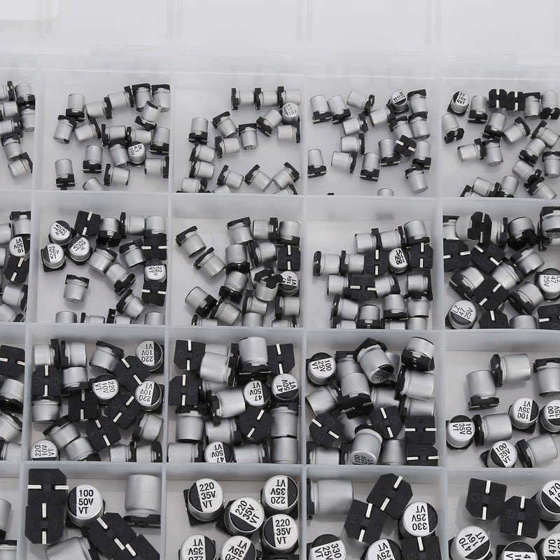 400Pcs SMD Electrolytic Capacitor 24 Values Aluminium 1uF‑1000uF Accessory Set