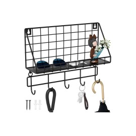 Unbranded Classic Wrought Iron Grid Style Key Holder Set with a Fenced Display Rack