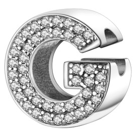 MULA 925 Sterling Silver Charms for Bracelets and Necklaces A-Z Alphabet Beads Dangle Pendants with 5A Cubic Zirconia Jewelry for Women Family
