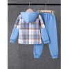 Fdqin 2Pcs Kids Boys Flannel Plaid Shirt Tops Pants Set