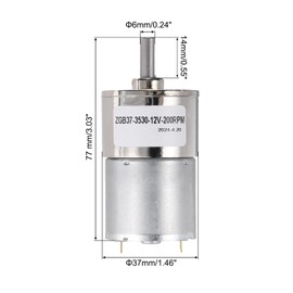 uxcell ZGB37-3530 DC 12V 200RPM Micro Motor High-Speed Geared Motor for DIY RC Cars Remote Control Shaft 6mm Diameter