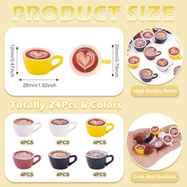 Beadthoven 24Pcs Mini Resin Coffee Cup Fall Dollhouse Miniature Accessories Mini Cute Coffee Mugs Mini Drink Food Tableware Figures Kitchen Ornaments for Micro Landscape Party Decorations DIY Craft