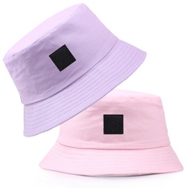 GWAWG 2 PCS Bucket Hat Unisex Sun Hat Cotton Bucket Hat Foldable Fishing Hat Fishing Hat Leisure Hat Outdoor Smiling Face Hat Summer Hat Autumn Camping Travel Hiking Purple and Pink
