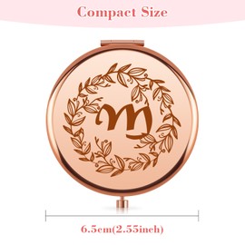 Monogram Compact Makeup Mirror Gifts for Women Girl Wife Friend Monogrammed Initial Letters Pocket Folding Travel Mirror 2025 Birthday Christmas for Her Letter M