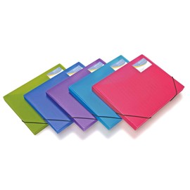 Rapesco 0804 25mm Folio Box, A4+, Bright Transparent Colours, Pack of 5