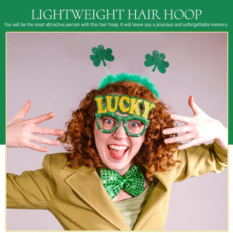 SOLUSTRE Patricks Day Accessories Costume Headband Clover Headband Plush Headpiece