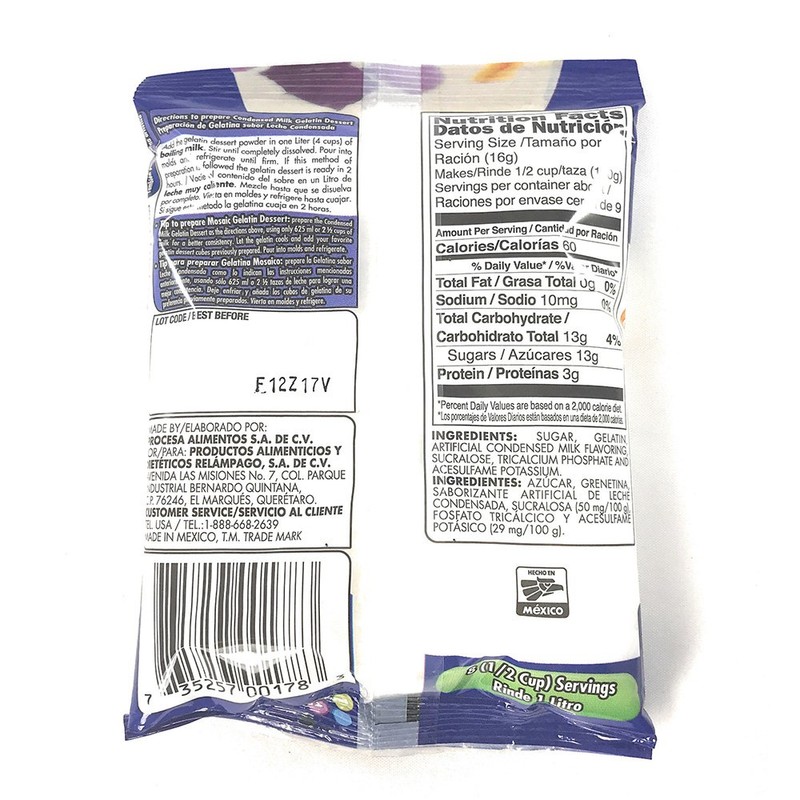 D'Gari Gelatin Dessert Leche Condensada- Condensed Milk 4.9 oz- 5