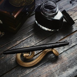 Nicpro Fountain Pen Set, Classic Black Fancy Pen, 0.5mm Fine Nib with Ink Refill Converter, Metal Pen Case, Smooth Writing Calligraphy Refillable Pen Gift for Men Women Professional, Office, Business