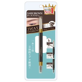 Picomonte Japan DE 3-Way Eyebrow, Dark Brown/3-Way 3-in-1 Eyebrow, Pencil & Powder Brush, Beautiful Eyebrow, Fluffy, Natural, 3D