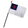 AES Christ Christian Cross Flag 4"x6" Desk Set Table Stick