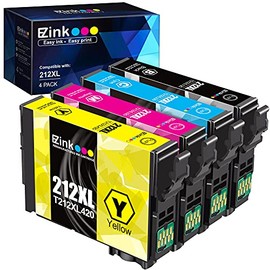 E-Z Ink (TM) Remanufactured Ink Cartridge Replacement for Epson 212XL T212XL 212 XL T212 to use with XP-4100 XP-4105 WF-2830 WF-2850 Printer (1 Black, 1 Cyan, 1 Magenta, 1 Yellow, 4 Pack)