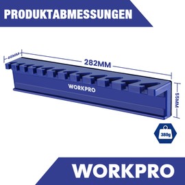 WORKPRO Magnetic Wrench Holder, Magnetic Hanger with 12 Slots for Fixed Wrenches, Magnetic Hanger for Wrenches, Wall Tool Organisation, Blue