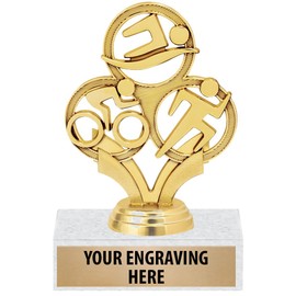 6" Custom Triathlon Trophies - Triathlon All Sports Trophy Awards 5 Pack