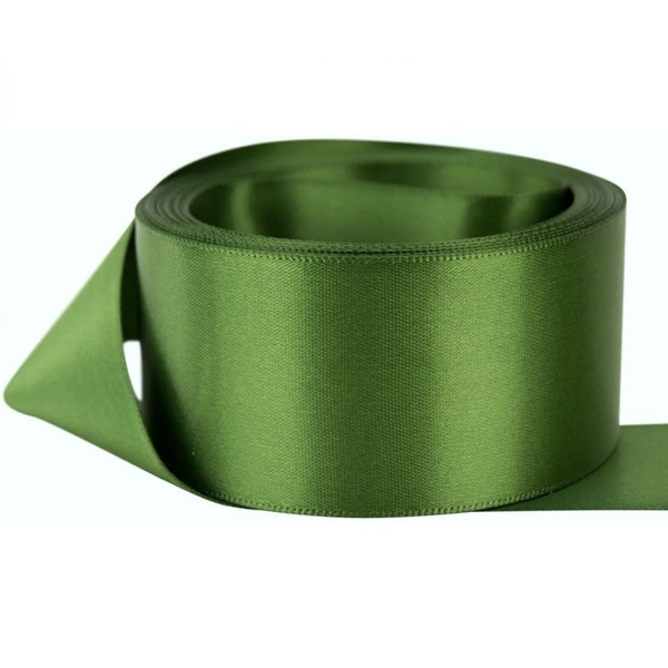 Olive Green Satin Ribbon - 50mm Wide - 2.5 Meters