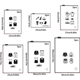 iDopick 30 Pack Frosted Zipper Bags for Clothes, Plastic Clear Clothes Packaging Bags, Resealable Clothing Bags for Selling with Vent Hole for Shipping Translucent, Travel Storage bag(6 Aize)