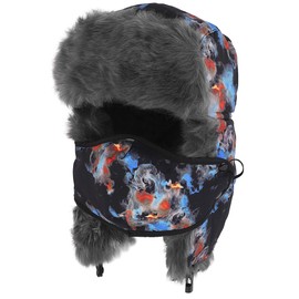 BXT Camouflage Thermal Fur Lined Trapper Hat with Ear Flap Full Face Neck Warmer All-Around Windproof Warm Insulated Winter Hat Cycling Motorbiking Snow Ski Snowboard Hat Cap Hood Headwear