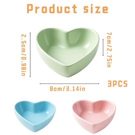 3 Pack Guinea Pig Bowl Ceramic Hamster Food Bowl Heart Shaped Hamster Bowl, Small Animal Food Dish for Guinea Pig, Gerbil, Hedgehog, Chinchilla, Parrot (3 Color)
