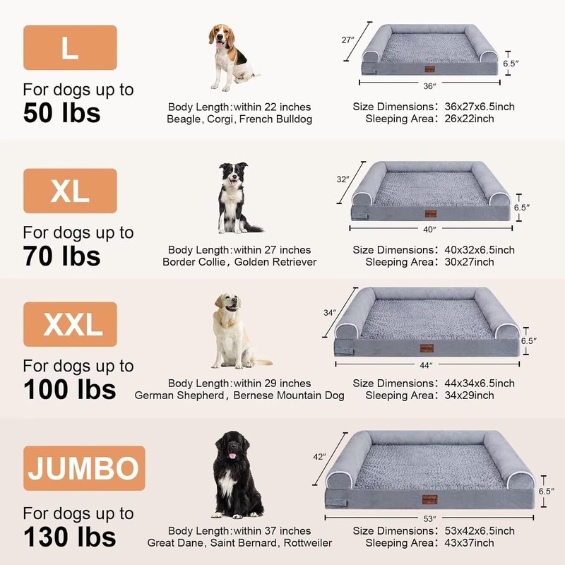 Large Dog Bed Orthopedic Washable: Beds Bolster XL Bed Large