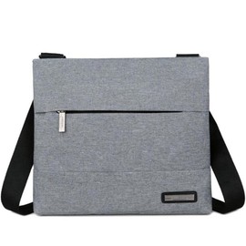 Surmonter Sacoche Thin, Men's, Women's, Canvas, Small, Lightweight, Cross-body Hanging, Small, Solid Color, Mini Shoulder Bag, Zipper Included, gray