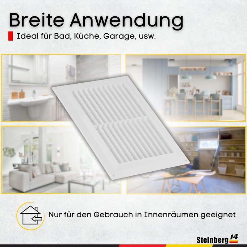 Steinberg14 White Ventilation Grille 250 x 170 mm - Plastic