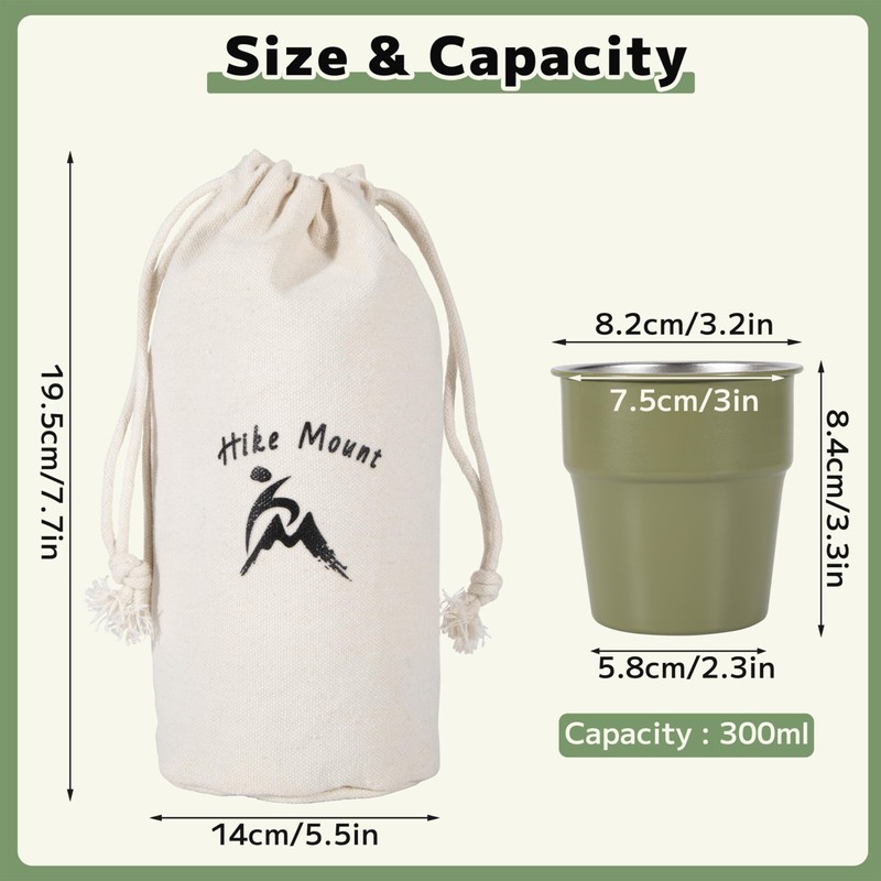 AYMQC Stainless Steel Cups 300 ml Double-Walled Metal Cups Stackable