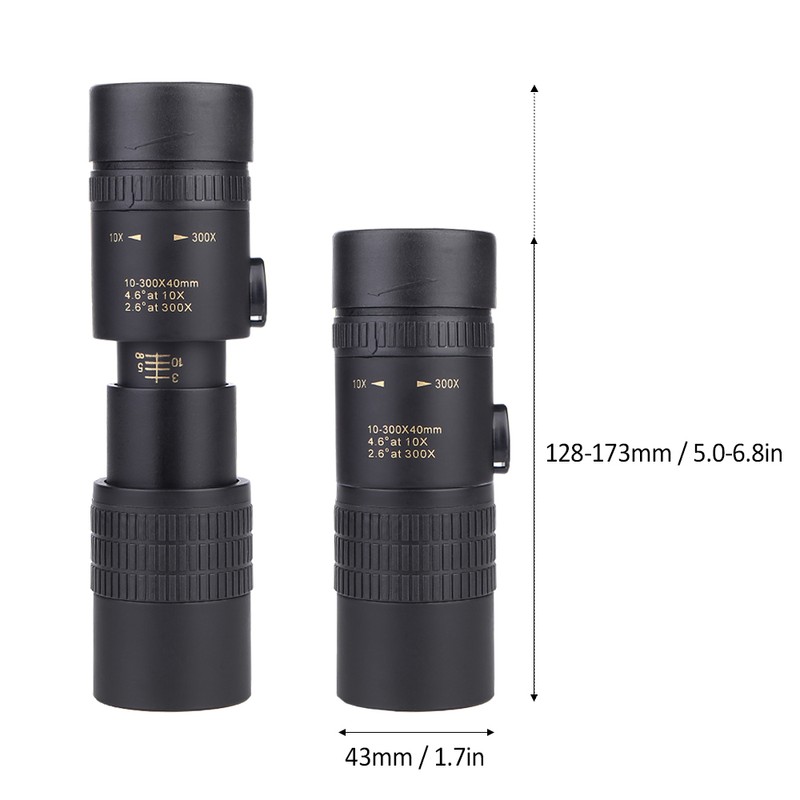 10-300X40mm BAK4 Prism Monocular Telescope Spotting Scope for Adults Bird